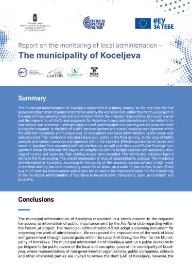 Report on the Monitoring of Local Administration – The Municipality of Koceljeva