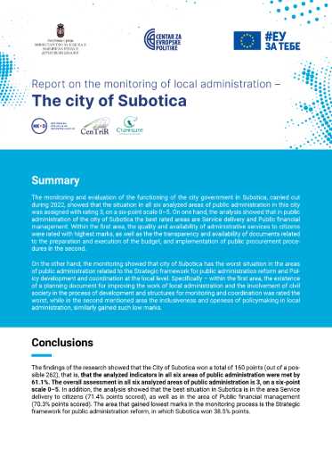 Report on the Monitoring of Local Administration – The City of Subotica