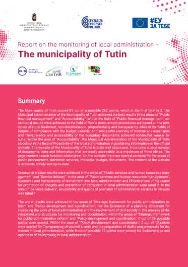 Report on the Monitoring of Local Administration – The Municipality of Tutin