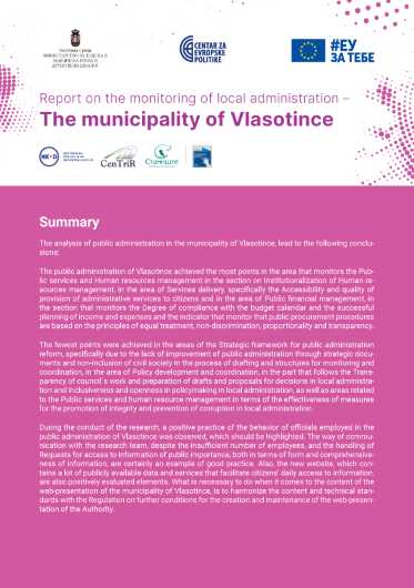 Report on the Monitoring of Local Administration – The Municipality of Vlasotince