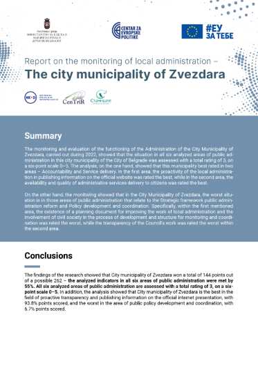 Report on the Monitoring of Local Administration – The City Municipality of Zvezdara