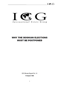 Why the Bosnian Elections must be postponed