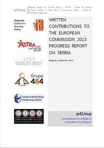 WRITTEN CONTRIBUTIONS TO THE EUROPEAN COMMISSION 2013 PROGRESS REPORT ON SERBIA