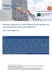 Macedonia’s preparations for civilian contribution to peace operations - the next big thing after the withdrawal from Afghanistan?