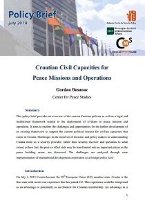 Croatian Civil Capacities for Peace Missions and Operations