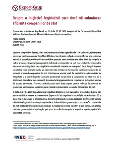 About a legislative initiative that risks undermining the efficiency of state-owned companies. Commentary on the legislative initiative no. 324 registered in the Parliament of the Republic of Moldova by deputies Al. Nesterovschi and Loz. Irina