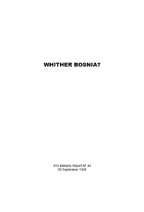 WHITHER BOSNIA? ICG Balkans Report N° 43