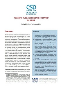 CSD Policy Brief No. 72: Assessing Russia's Economic Footprint in Serbia.