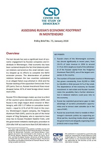 CSD Policy Brief No. 73: Assessing Russia's Economic Footprint in Montenegro.