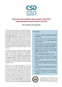 CSD Policy Brief №. 110: Tackling the Energy and Climate Security Conundrum in Southeast Europe.