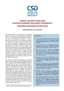 CSD Policy Brief №. 113: Energy Security Risks and Russian Economic Influence in Germany: Towards Economic Decoupling.