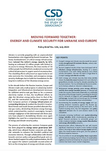 CSD Policy Brief №. 136: Moving Forward Together: Energy and Climate Security for Ukraine and Europe.