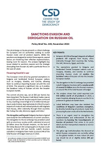 CSD Policy Brief №. 140: Sanctions Evasion and Derogation on Russian Oil