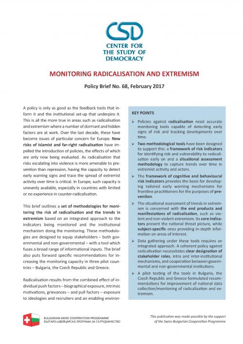 CSD Policy Brief No. 68: Monitoring Radicalisation and Extremism