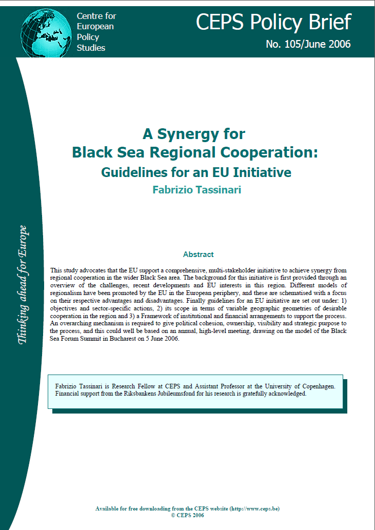 №105. A Synergy for Black Sea Regional Cooperation: