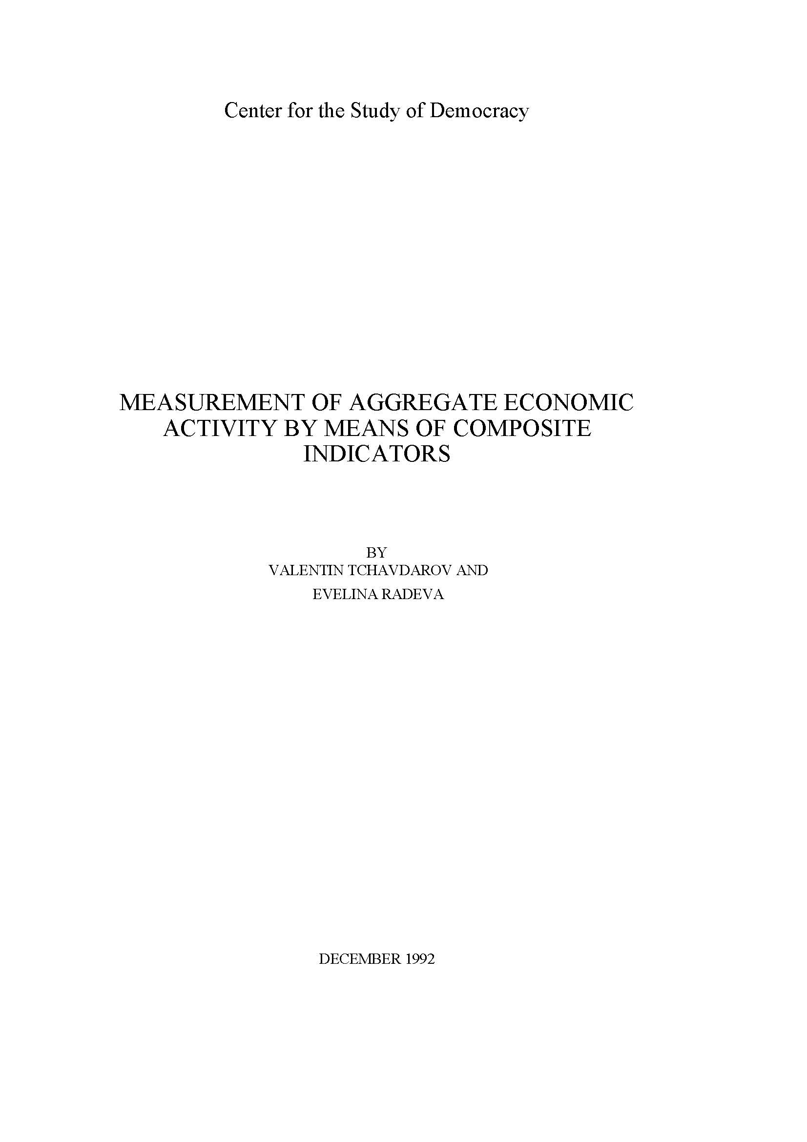 Measurement of aggregate economic activity by means of composite indicators