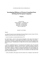 Investigating Efficiency of Western Consulting Firms Advising East-European Companies