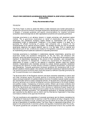 Policy for Corporate Governance Development in Join-Stock Companies in Bulgaria - Policy Recommendation Paper