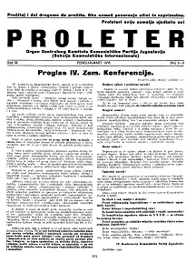 PROLETER. Organ of the Central Committee of the Communist Party of Yugoslavia (1935 / 02-03) Cover Image