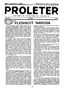 PROLETER. Organ of the Central Committee of the Communist Party of Yugoslavia (1937 / 05) Cover Image