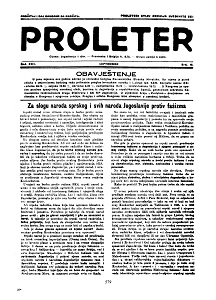 PROLETER. Organ of the Central Committee of the Communist Party of Yugoslavia (1937 / 09) Cover Image