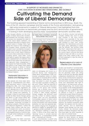 DPC BOSNIA DAILY: In Support of Increased and Enhanced Civic Education In Bosnia and Herzegovina, and Globally. Cultivating the Demand Side of Liberal Democracy