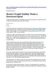 DPC BALKAN INSIGHT: Bosnia’s Fragile Stability Masks a Downward Spiral. Cover Image