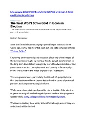 DPC BALKAN INSIGHT: The West Won’t Strike Gold in Bosnian Election.