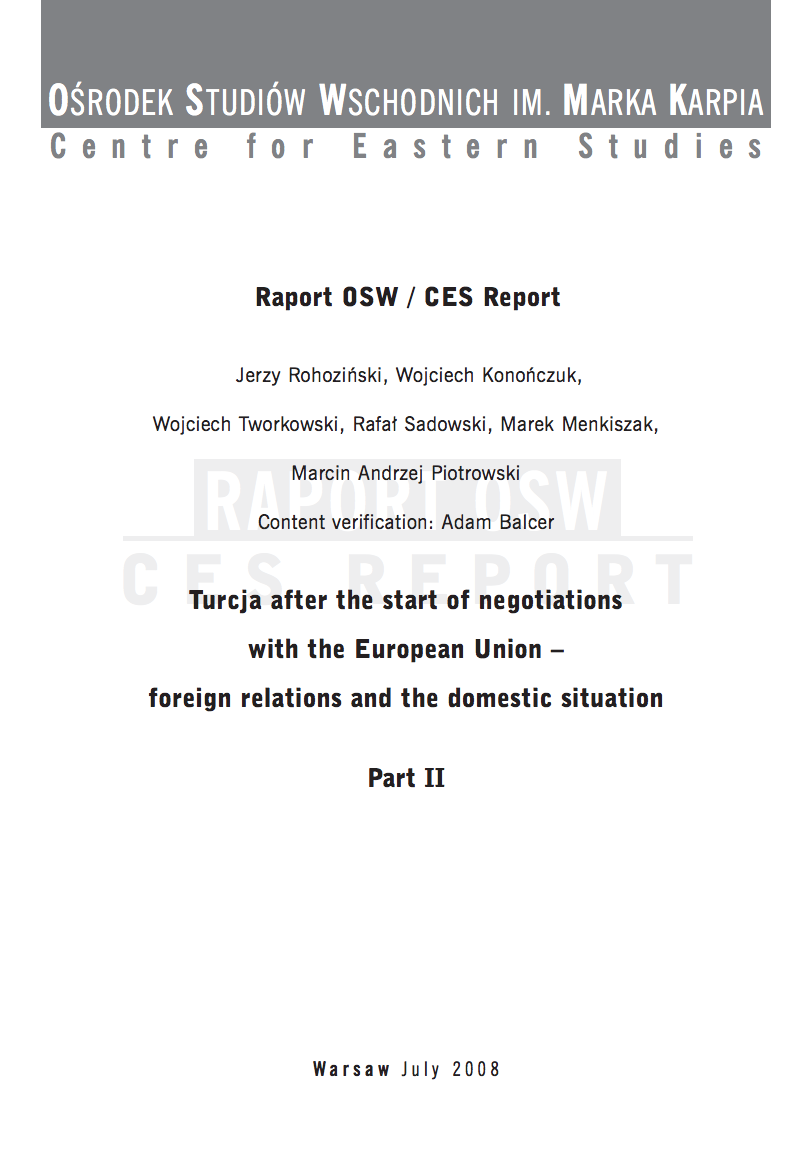 Turkey after the start of negotiations with the European Union - foreign relations and the domestic situation PART 2 Cover Image