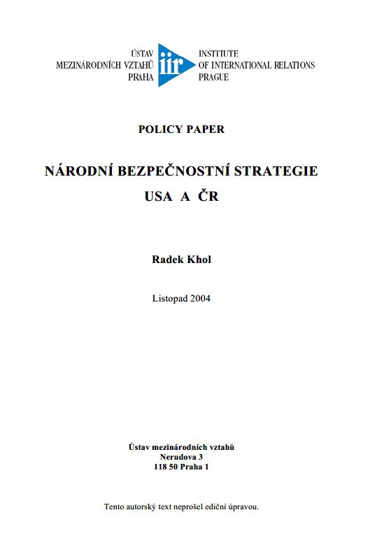 Národní Bezpečnostní Strategie USA a ČR