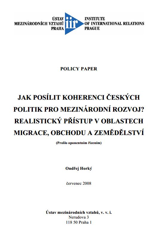 Jak posílit koherenci českých politik pro mezinárodní rozvoj? Realistický přístup v oblastech migrace, obchodu a zemědělství