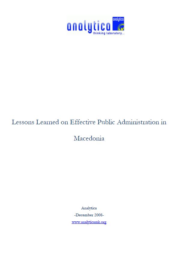 Lessons Learned on Effective Public Administration in Macedonia
