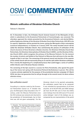 Historic unification of Ukrainian Orthodox Church Cover Image
