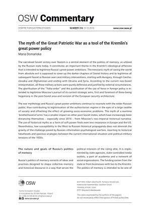 The myth of the Great Patriotic War as a tool of the Kremlin’s great power policy Cover Image
