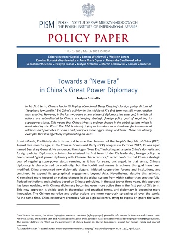 №161: Towards a “New Era” in China’s Great Power Diplomacy Cover Image