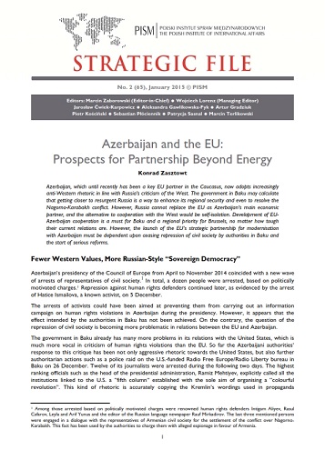 №65: Azerbaijan and the EU: Prospects for Partnership Beyond Energy