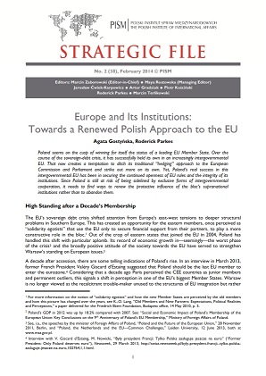 №38: Europe and Its Institutions: Towards a Renewed Polish Approach to the EU