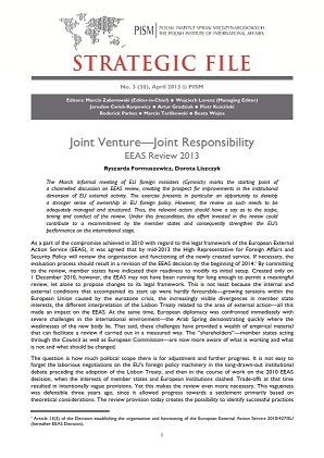 №30: Joint Venture—Joint Responsibility. EEAS Review 2013
