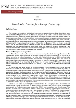№21: Poland-India: Potential for a Strategic Partnership Cover Image