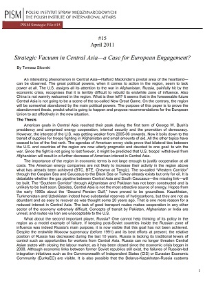 №15: Strategic Vacuum in Central Asia—a Case for European Engagement? Cover Image