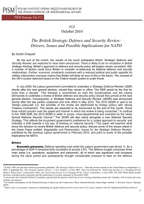 №13: The British Strategic Defence and Security Review: Drivers, Issues and Possible Implications for NATO