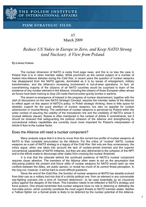 №7: Reduce US Nukes in Europe to Zero, and Keep NATO Strong (and Nuclear). A View from Poland