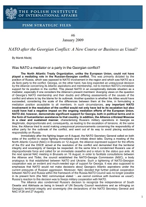 №6: NATO after the Georgian Conflict: A New Course or Business as Usual?