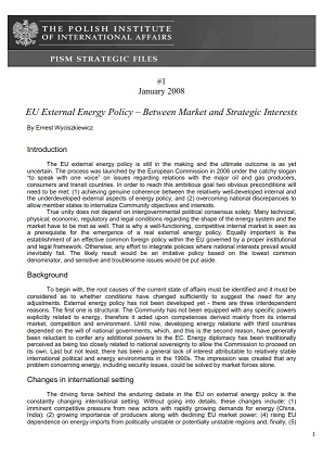 №1: EU External Energy Policy – Between Market and Strategic Interests Cover Image