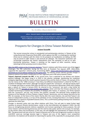 Prospects for Changes in China-Taiwan Relations