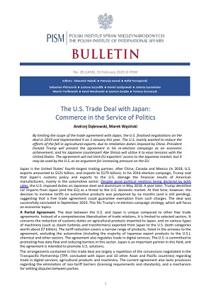 The U.S. Trade Deal with Japan: Commerce in the Service of Politics Cover Image