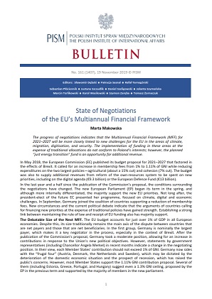 State of Negotiations of the EU’s Multiannual Financial Framework
