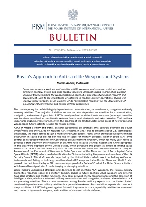 Russia’s Approach to Anti-satellite Weapons and Systems Cover Image
