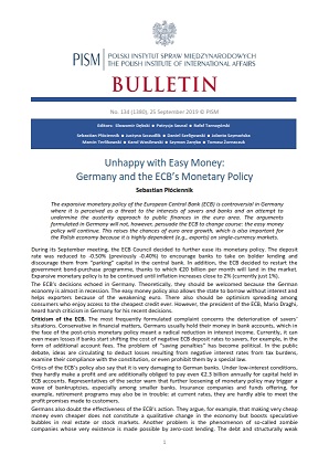 Unhappy with Easy Money: Germany and the ECB’s Monetary Policy