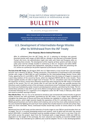 U.S. Development of Intermediate-Range Missiles after Its Withdrawal from the INF Treaty Cover Image